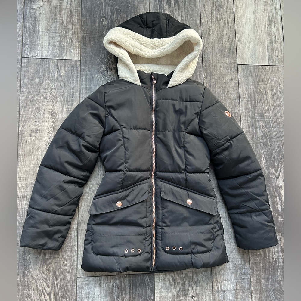 Girl’s size 7/8 Kenzie Girl Black winter Puffer Jacket with Hood
